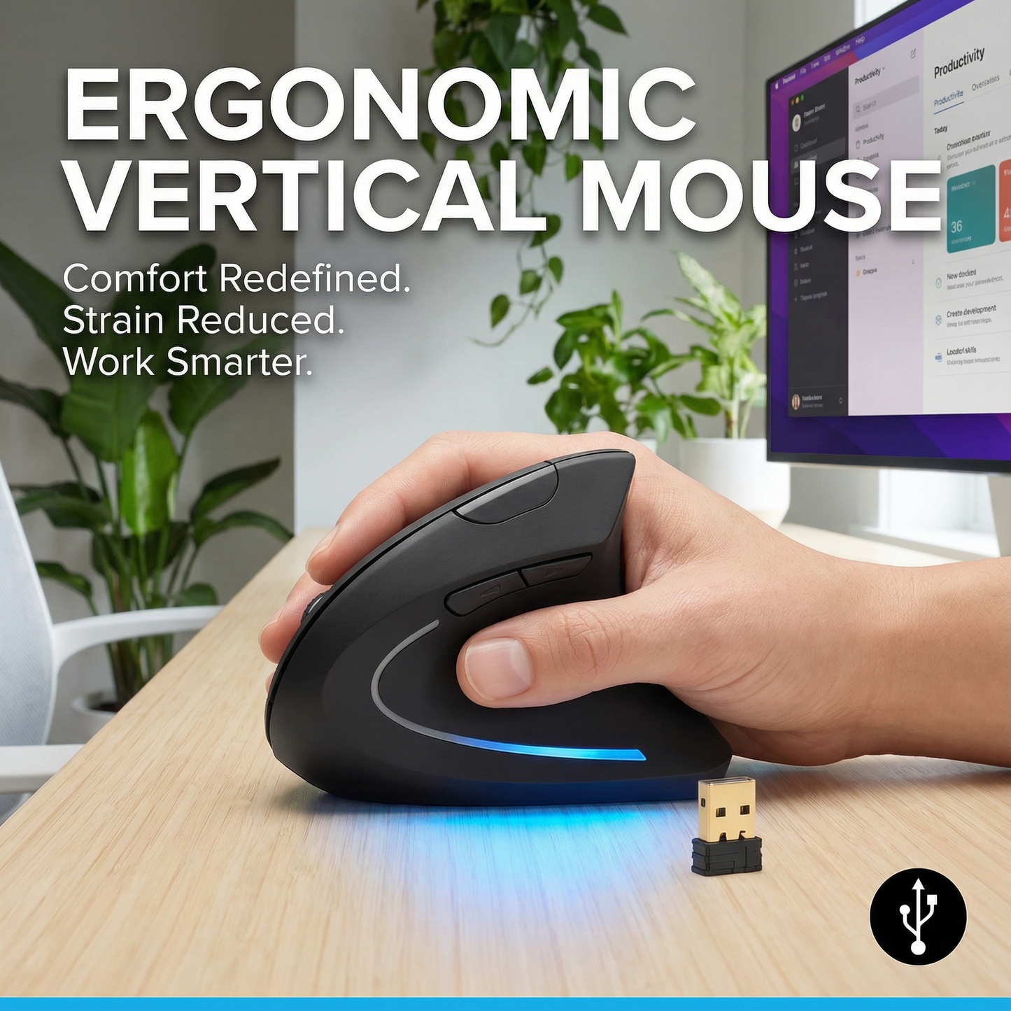 Ergonomic Wireless Vertical Mouse